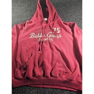 Bubba Gump Shrimp Co Hoodie Mens 2XL Red Pullover Sweatshirt Embroidered Logo